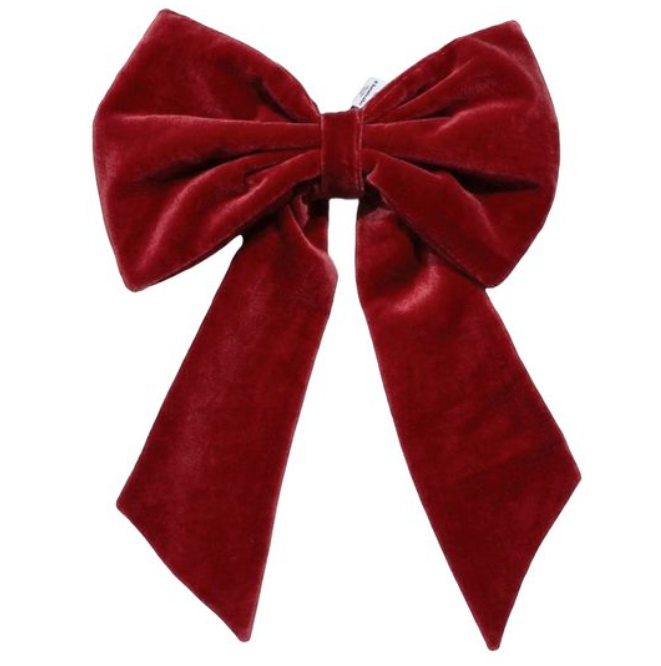 Dark Red Velvet Bow, Feathered Farmhouse