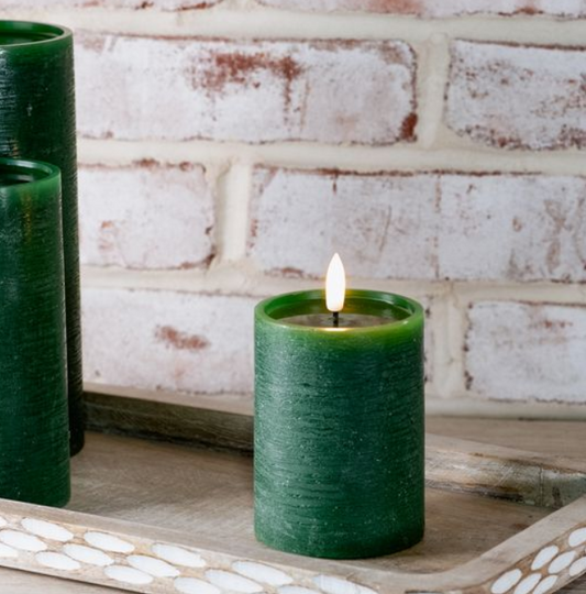 Green LED Pillar Candle