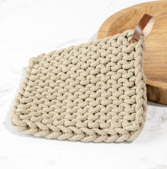 Leather Strap Pot Holder, Feathered Farmhouse