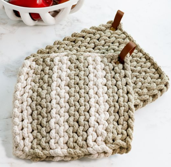 Sage & Stripe Pot Holder, Feathered Farmhouse