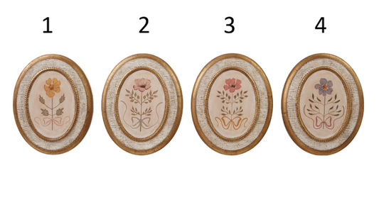 Gold Oval Flower Wall Decor, Feathered Farmhouse