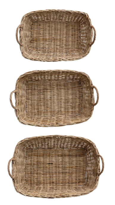 Hand Woven Rattan Basket with Handles