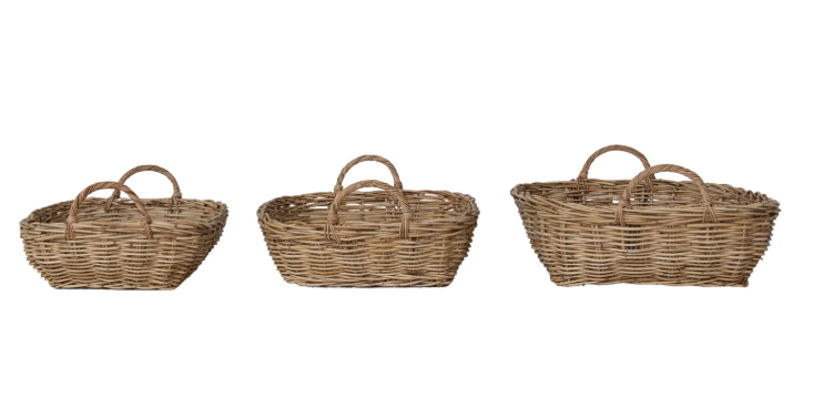 Hand Woven Rattan Basket with Handles