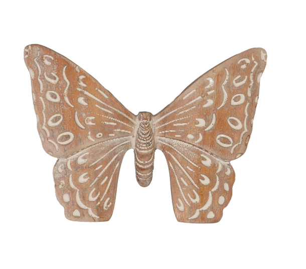 Carved Wood 3D Butterfly Wall Decor, Feathered Farmhouse