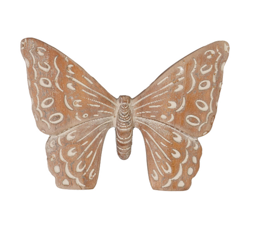Carved Wood 3D Butterfly Wall Decor, Feathered Farmhouse