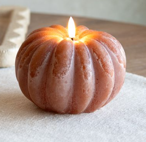 LED Pumpkin Candle, Feathered Farmhouse