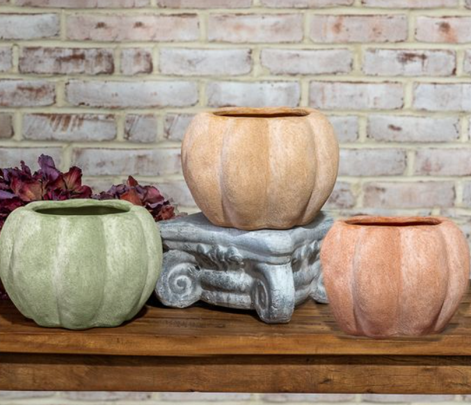 Ceramic Open Top Pumpkin, Feathered Farmhouse