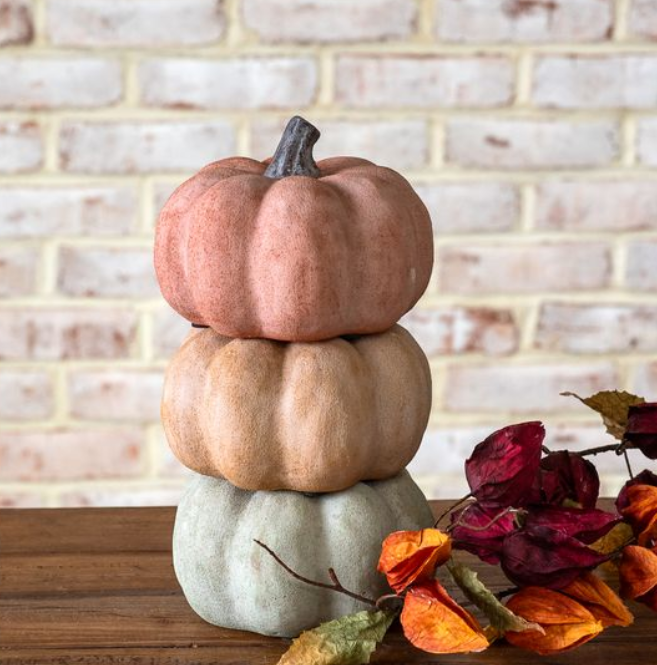 Fall Ceramic Pumpkin, Feathered Farmhouse
