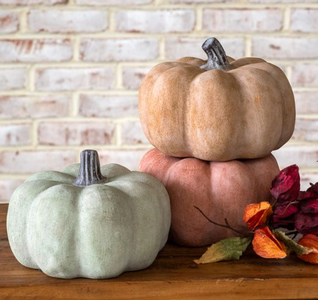 Fall Ceramic Pumpkin, Feathered Farmhouse