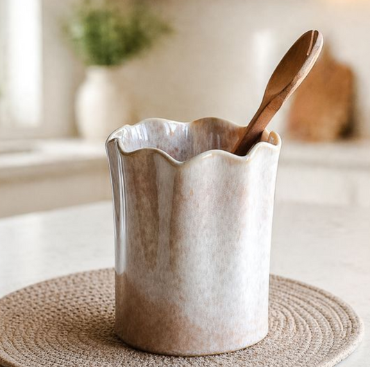 Scallop Edge Vase, Feathered Farmhouse