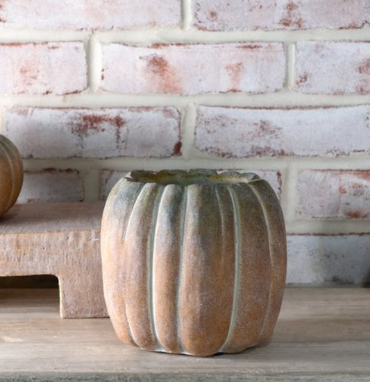 Fall Ombre Cement Pumpkin , Feathered Farmhouse