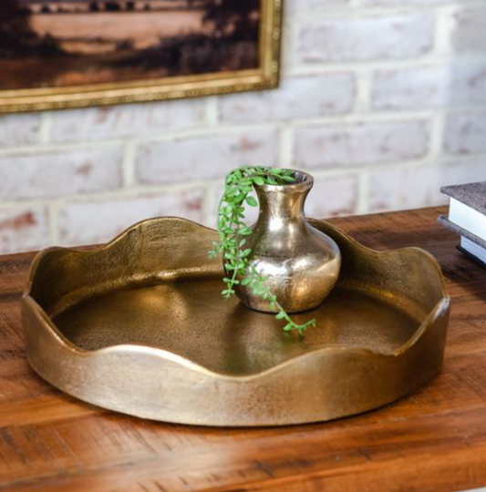 Antique Gold Ruffle Dish, Feathered Farmhouse