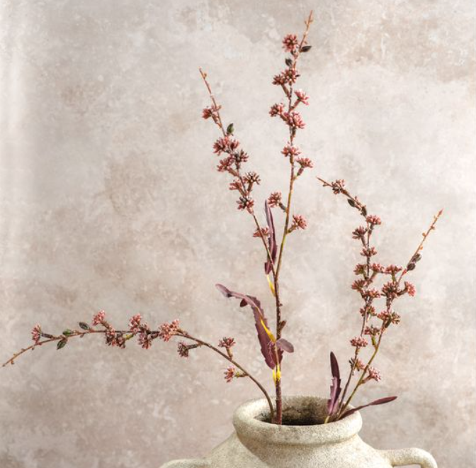 Red Wild Flower Branch, Feathered Farmhouse