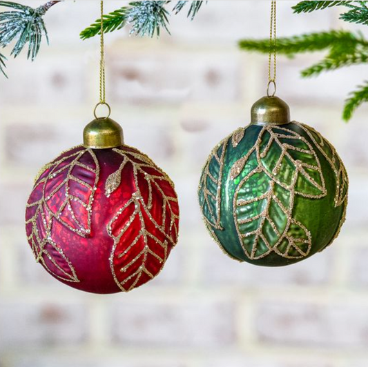 Leaf Ball Ornament, Feathered Farmhouse