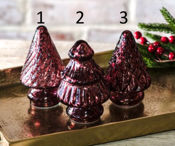 Burgundy Glass Tree, Feathered Farmhouse