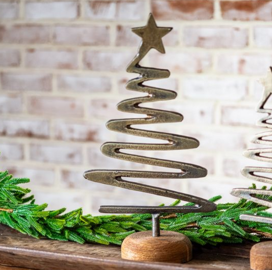 Antique Brass Zig Zag Tree, Feathered Farmhouse