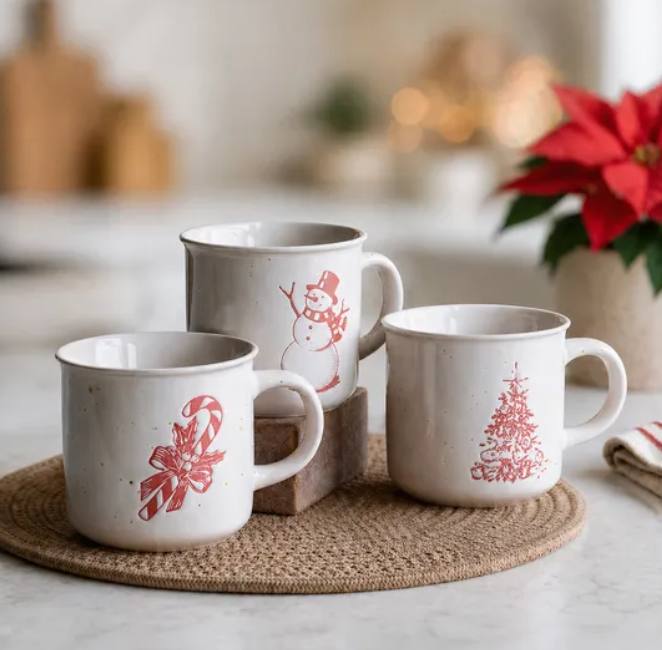 Red Icon Holiday Mug, Feathered Farmhouse