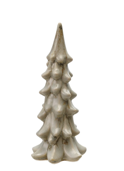 Light Green Stoneware Tree, Feathered Farmhouse