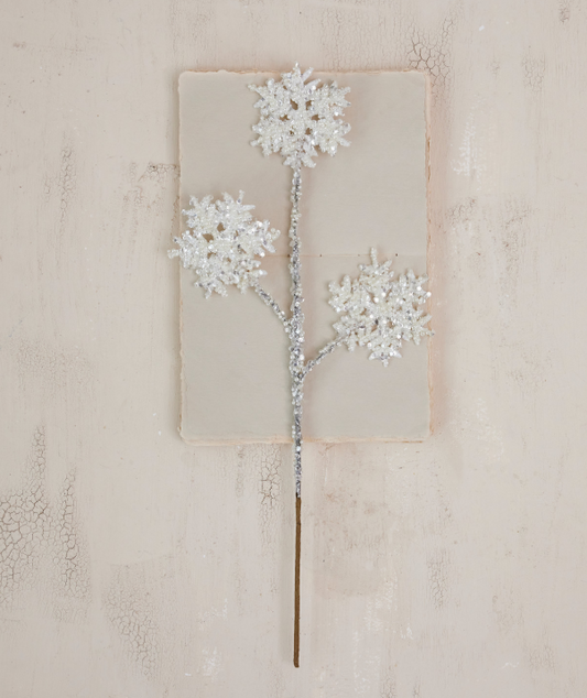 Snowflake Stem with Glitter & Faux Pearls, The Feathered Farmhouse