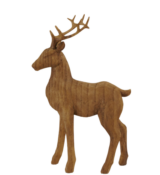 Wood Finish Resin Deer, The Feathered Farmhouse