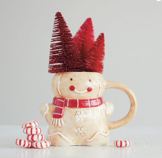 Hand-Painted Ceramic Gingerbread Shaped Mug, The Feathered Farmhouse