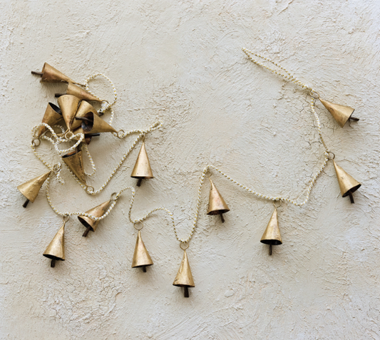 Metal Bell Garland with White & Gold Cord, The Feathered Farmhouse