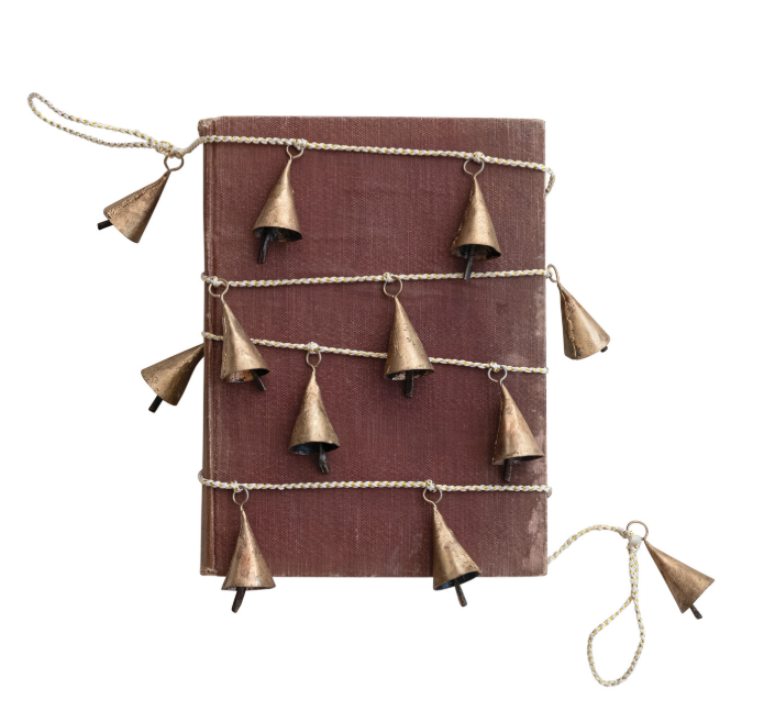 Metal Bell Garland with White & Gold Cord, The Feathered Farmhouse