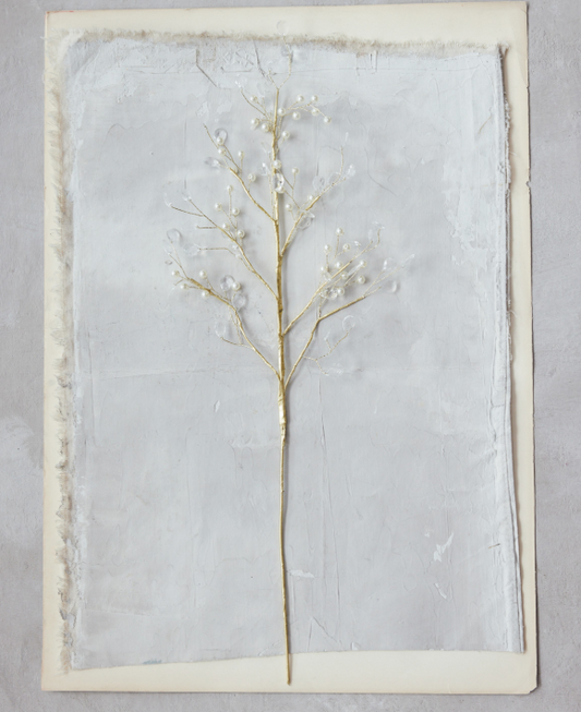 Faux Pearl & Acrylic Jewel Stem, Feathered Farmhouse