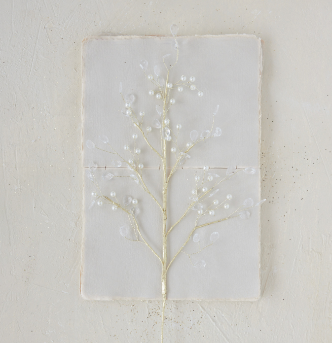 Faux Pearl & Acrylic Jewel Stem, Feathered Farmhouse