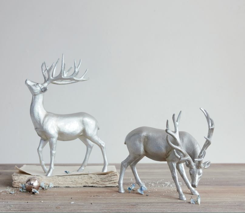 Silver Finish Resin Deer, The Feathered Farmhouse