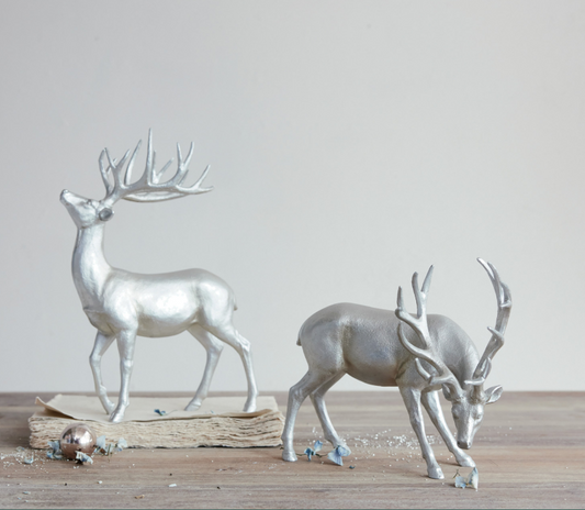 Silver Finish Resin Deer, The Feathered Farmhouse