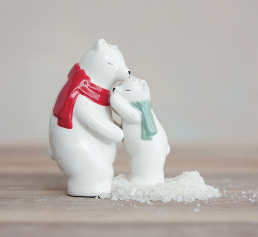 Ceramic Hugging Polar Bear Salt & Pepper Shakers, The Feathered Farmhouse
