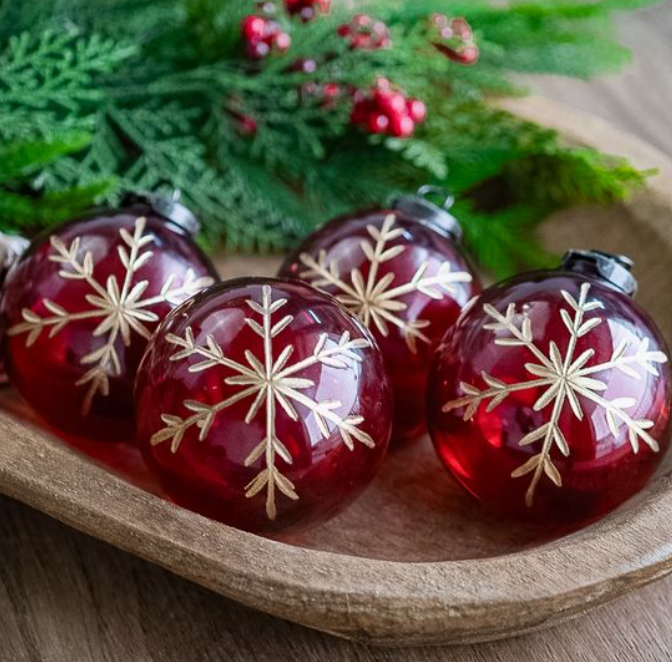 Red Snowflake Ornament, The Feathered Farmhouse