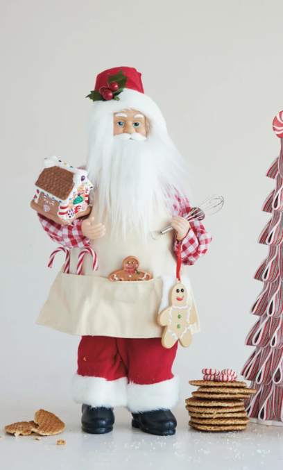 Fabric & Faux Fur Santa with Apron & Gingerbread Cookies, The Feathered Farmhouse