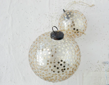 Glass Ball Ornament with Embedded Sequins, The Feathered Farmhouse