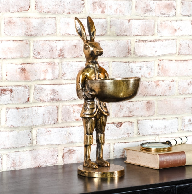 Gold Rabbit with Bowl, The Feathered Farmhouse