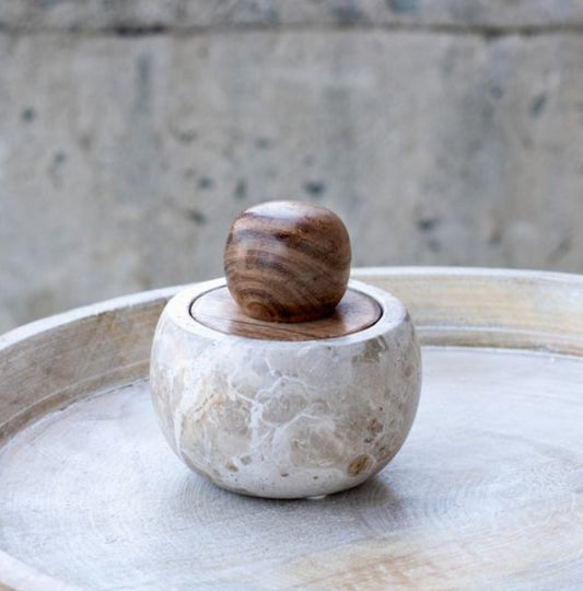 Beige Marble Stash Pot, The Feathered Farmhouse