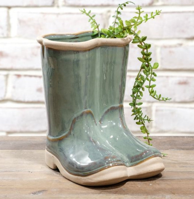 Teal Rainboots Planter, The Feathered Farmhouse