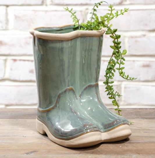 Teal Rainboots Planter, The Feathered Farmhouse