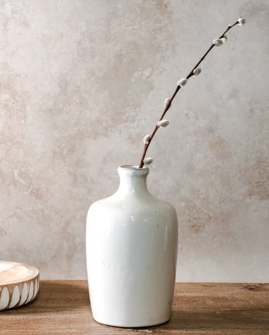 Glossed Artisan Vase, Feathered Farmhouse