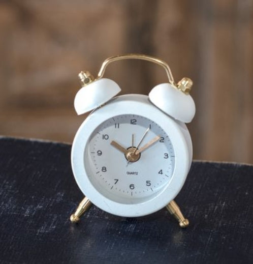 Mini Two Bell Alarm Clock, Feathered Farmhouse