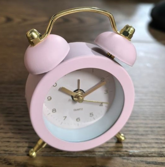 Mini Two Bell Alarm Clock, Feathered Farmhouse