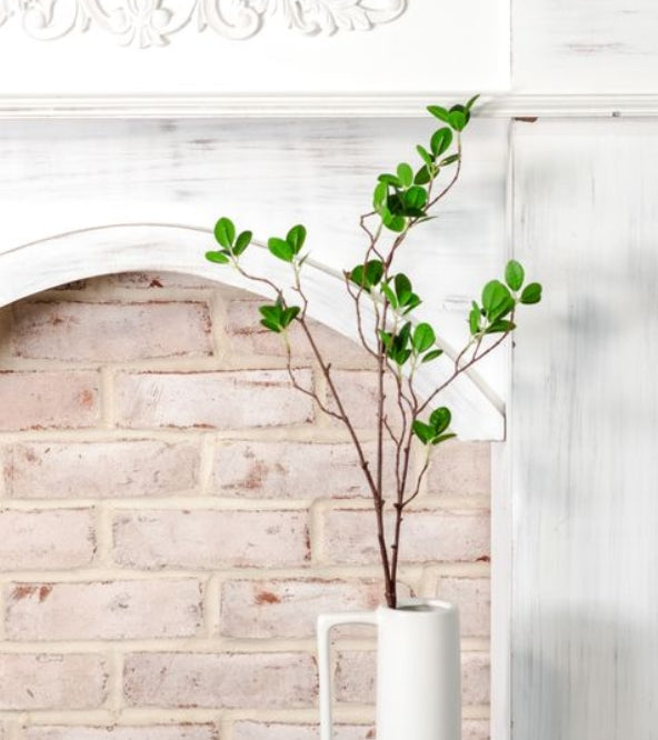 Faux Green Leaf Branch, Feathered Farmhouse