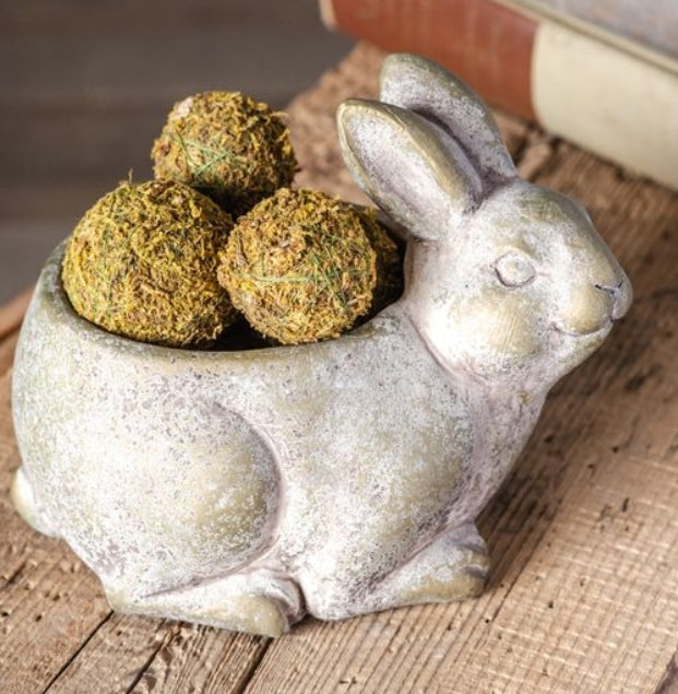 Cement Rabbit Planter, Feathered Farmhouse