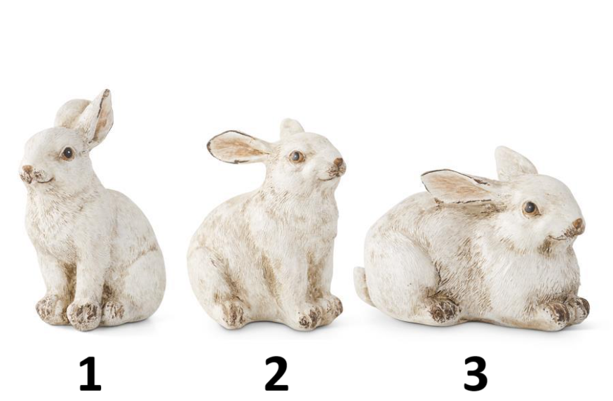 Gray Resin Bunnies, Feathered Farmhouse