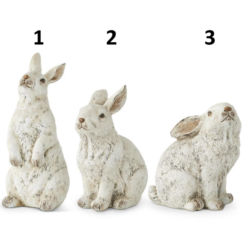 Gray Resin Bunnies, Feathered Farmhouse