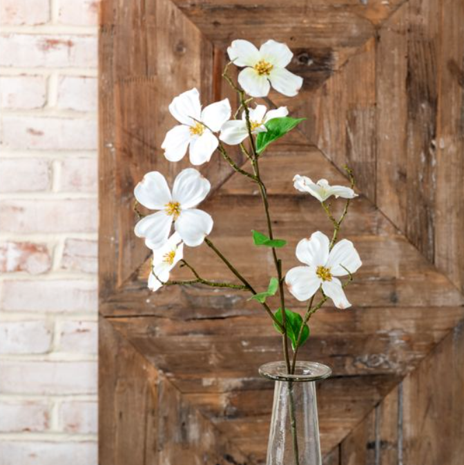 White Dogwood Flower Stem, Feathered Farmhouse