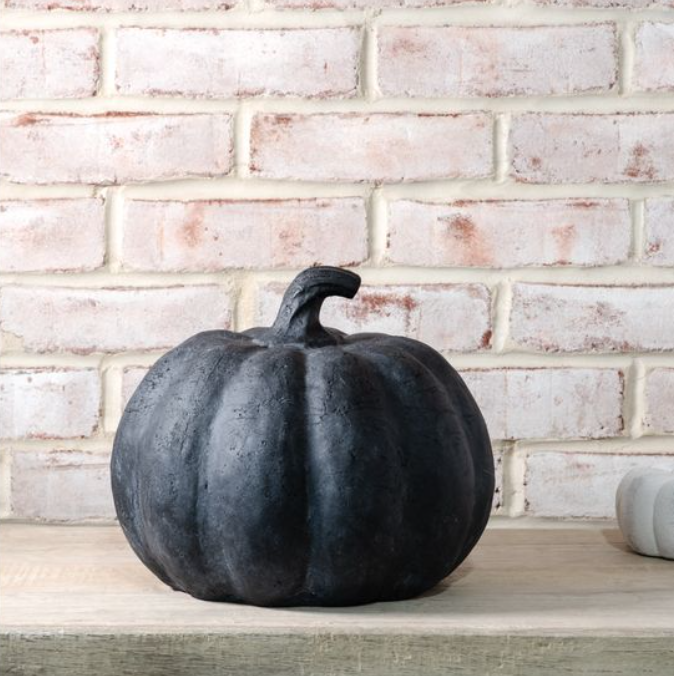 Black Terracotta Pumpkin, Feathered Farmhouse