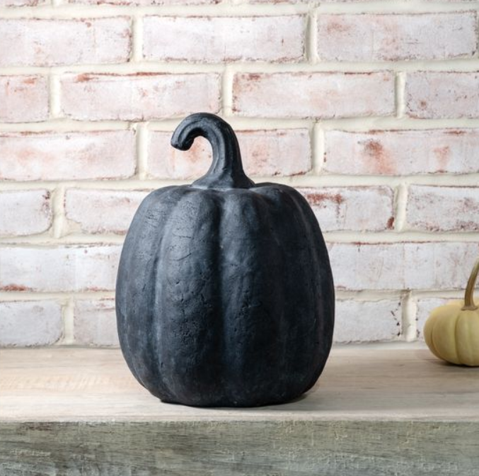 Black Terracotta Pumpkin, Feathered Farmhouse