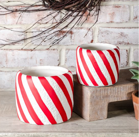 Candy Cane Stripe Planter, Feathered Farmhouse